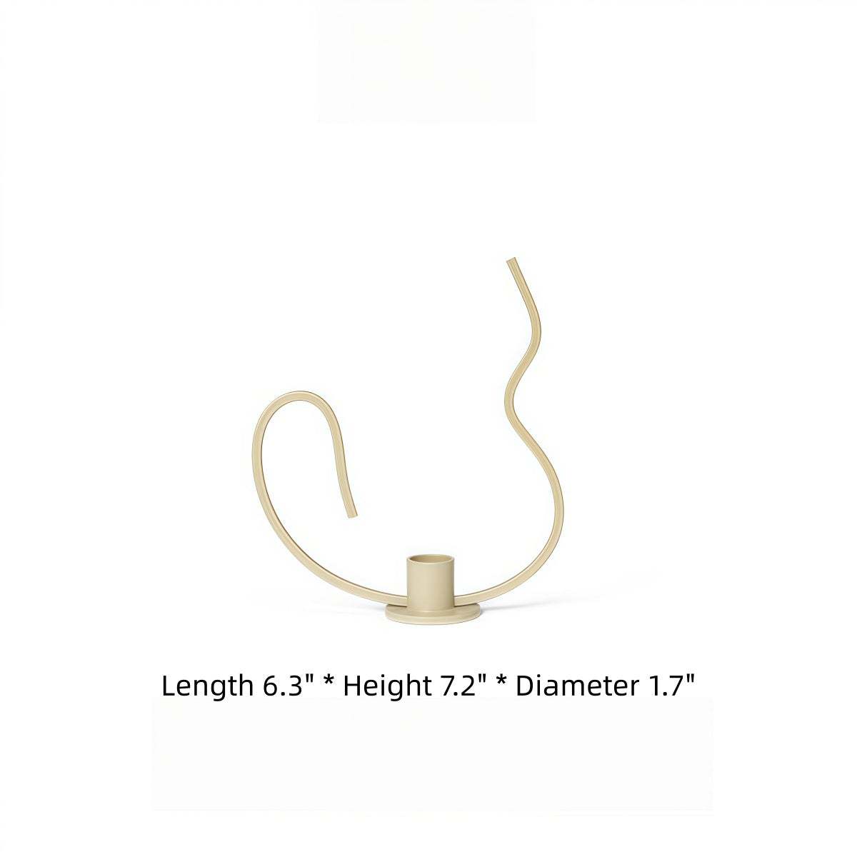 Dancer-Themed Floor-Standing Candle Holder in matte beige powder-coated iron, with a sculptural wavy wire frame and central candle cup.