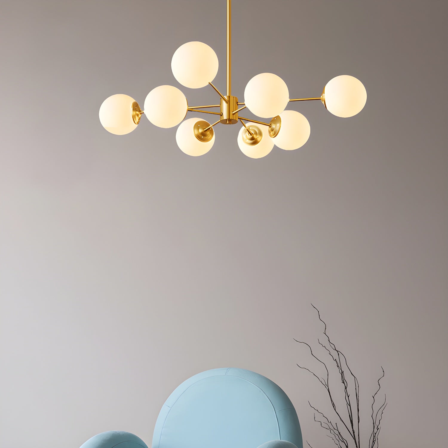 8-light globe pendant light with Sputnik design in a modern dining room setting - sparkledecor.com