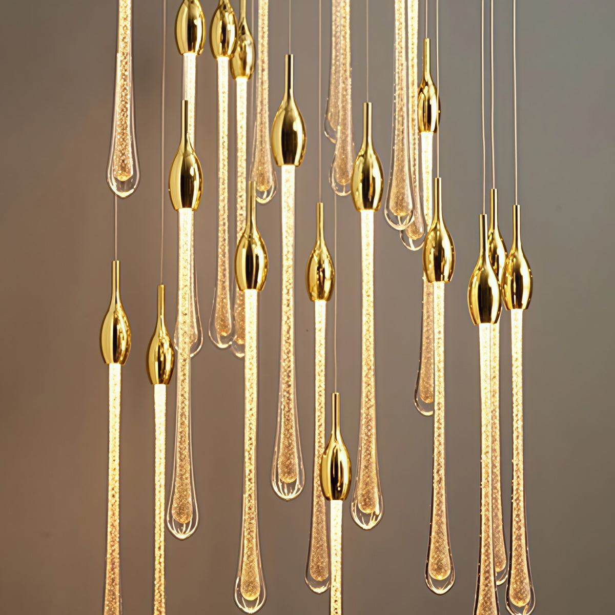 Minimalist Crystal Chandelier for Duplexes Teardrop-Style Staircase Pendant Light