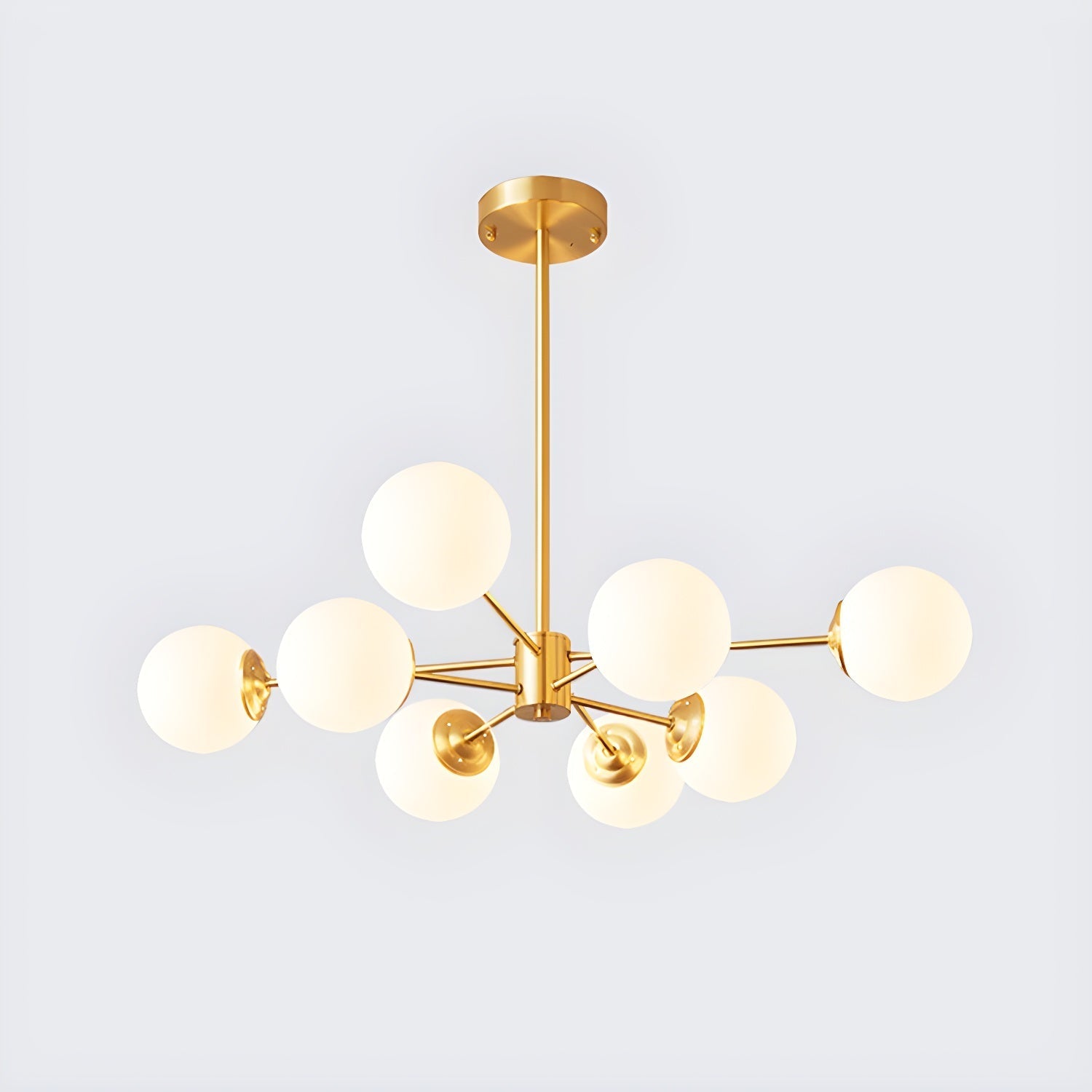8-light globe pendant light with Sputnik design in a modern dining room setting - sparkledecor.com