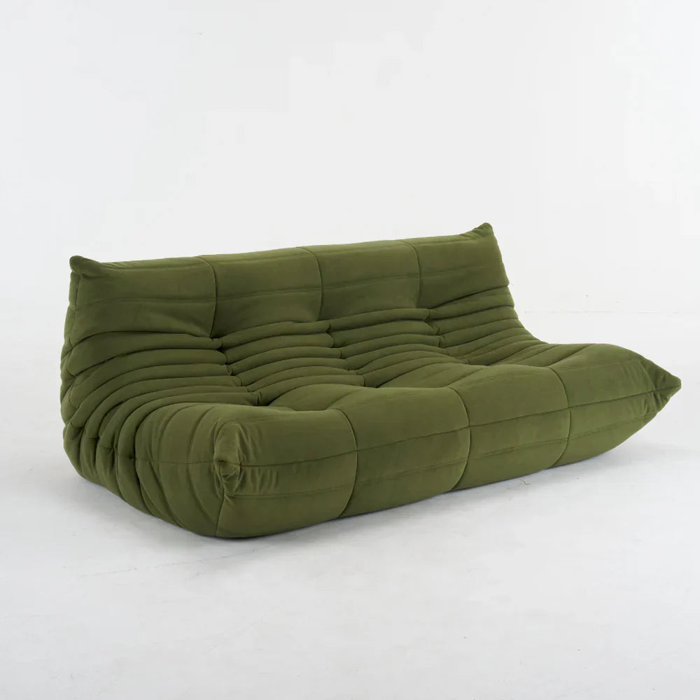 Togo Couch in orange corduroy, 3 seater sofa, vibrant and stylish design - sparkledecor.com