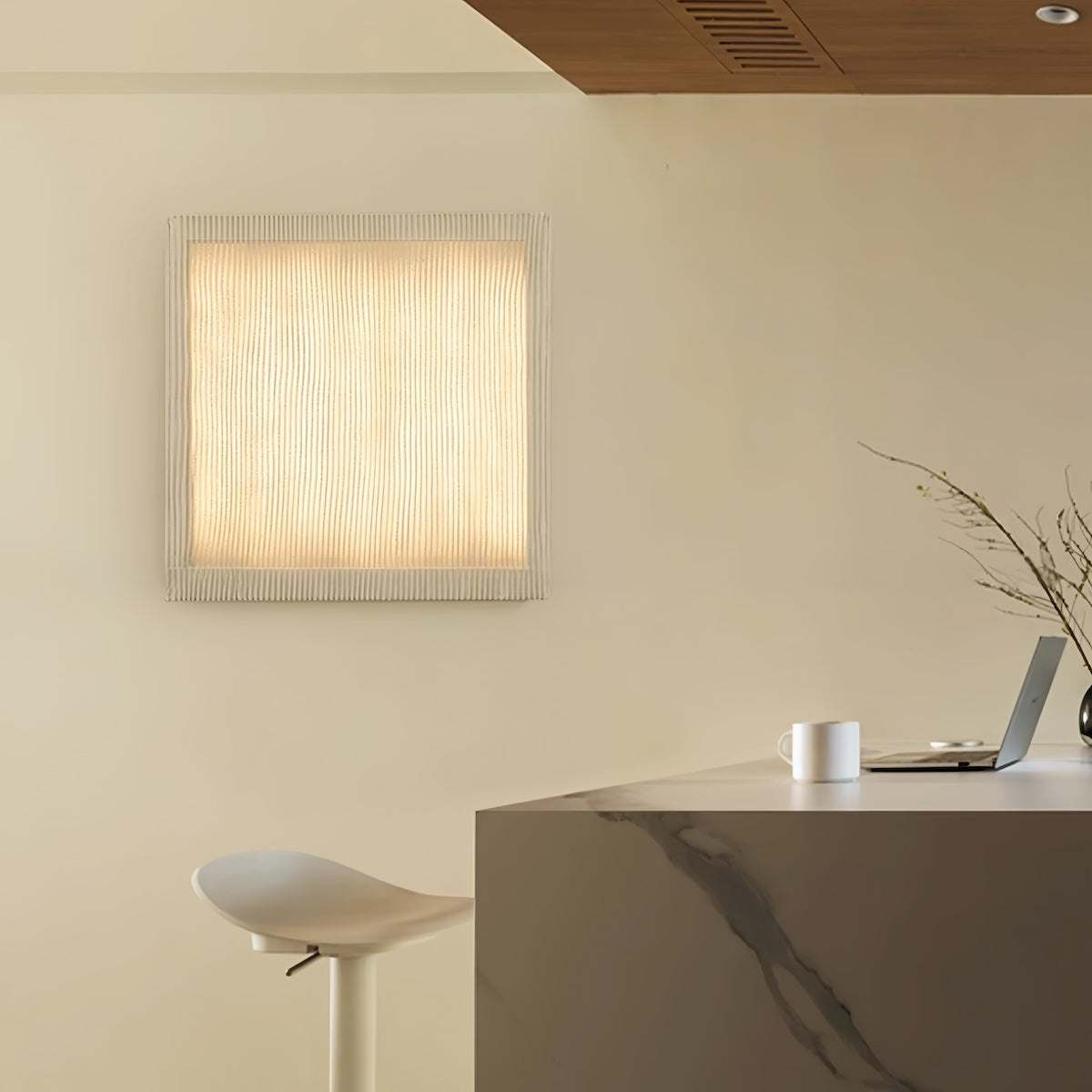 Nordic modern minimalist wall sconce with warm full-spectrum LED light and stainless steel mesh shade for living room and bedroom ambient lighting