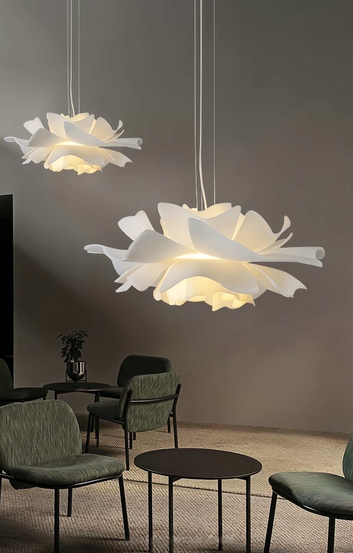 Creative pendant light with Nordic minimalist design in natural tones for commercial spaces and homes