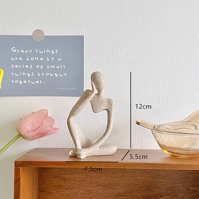 Minimalist abstract yoga figure desktop ornament in Nordic style, artistic human silhouette decor for modern interiors