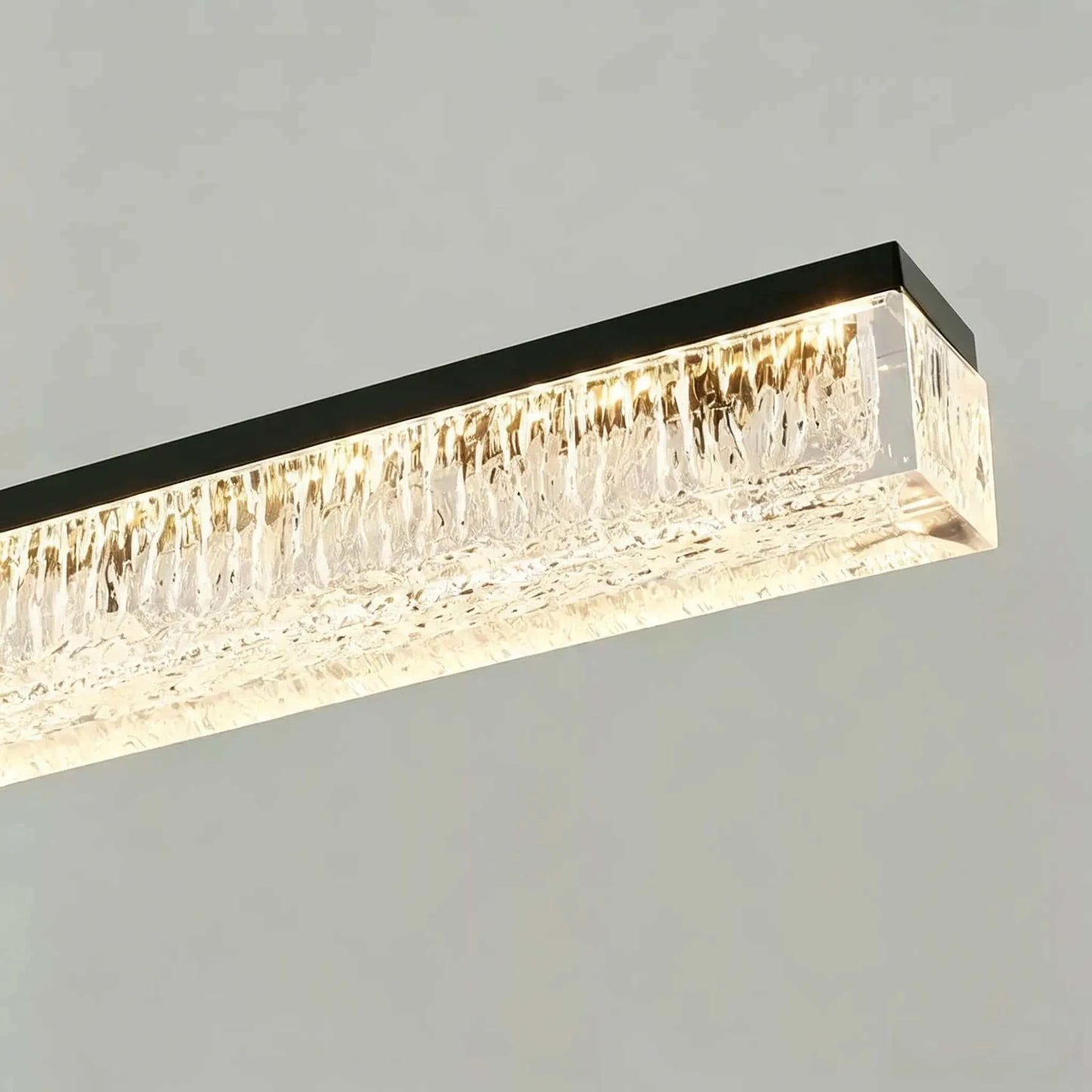 Italian minimalist adjustable linear pendant lamp with matte black iron frame and acrylic shade for dining and bar lighting
