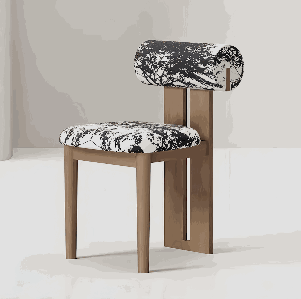 Set of 2 elegant Nordic dining chairs with solid wood frame and microfiber leather seats