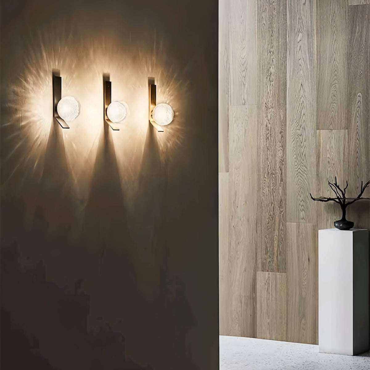 Luxury wall lamp with vintage bubble glass and warm LED light for living room ambiance