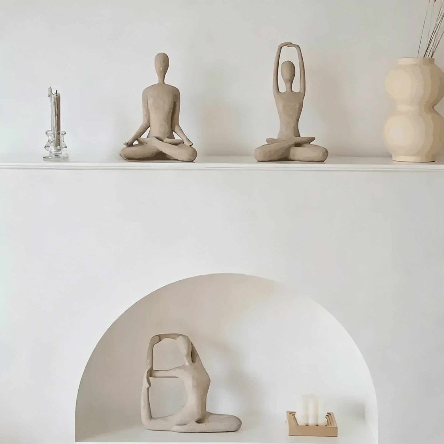 Abstract yoga figure desktop decor with minimalist Nordic design and artistic human silhouette