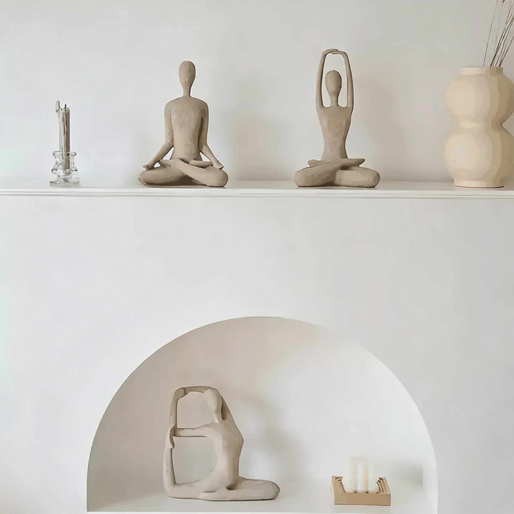 Abstract yoga figure desktop decor with minimalist Nordic design and artistic human silhouette