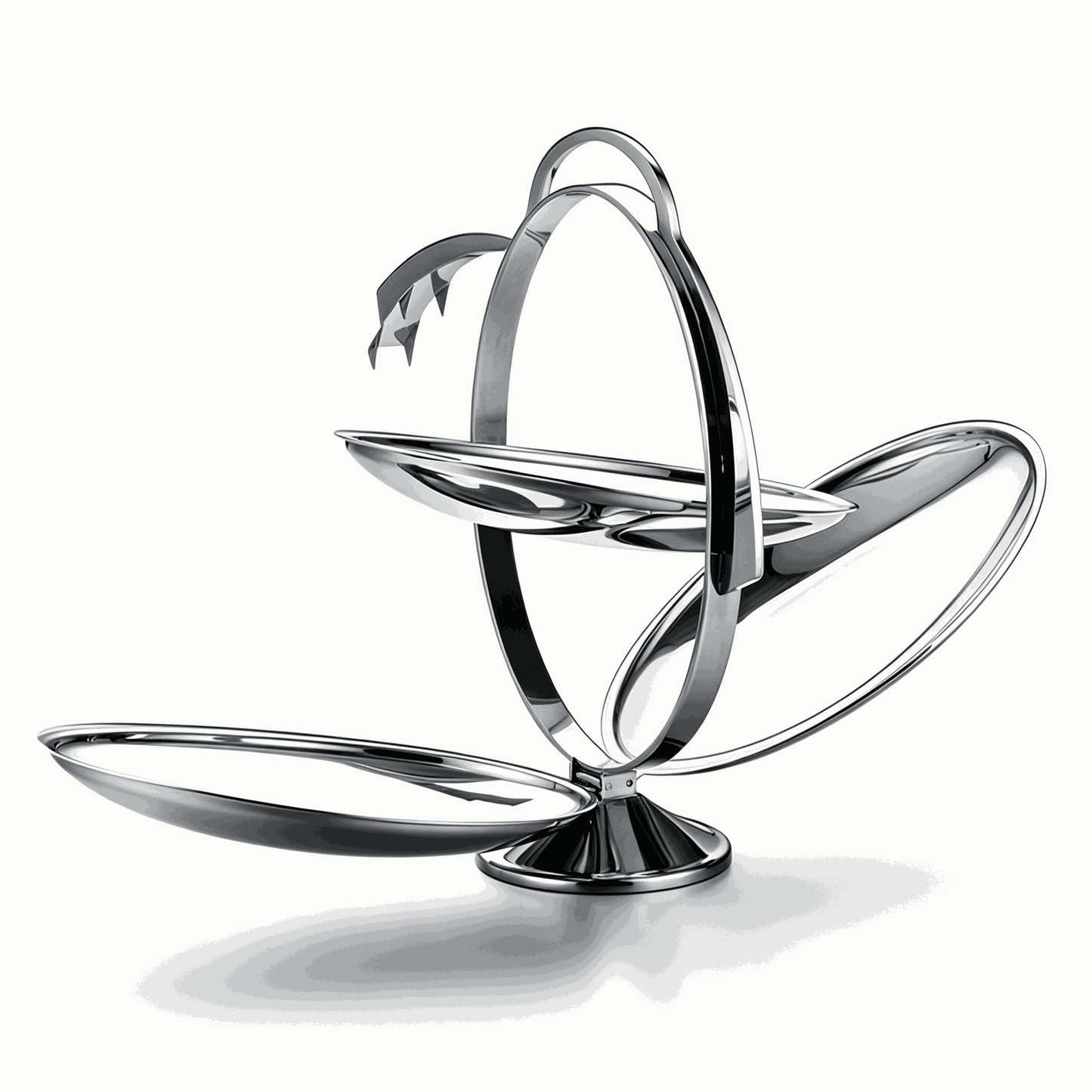 Foldable 3-tier stainless steel serving tray with mirror finish for fruits and snacks