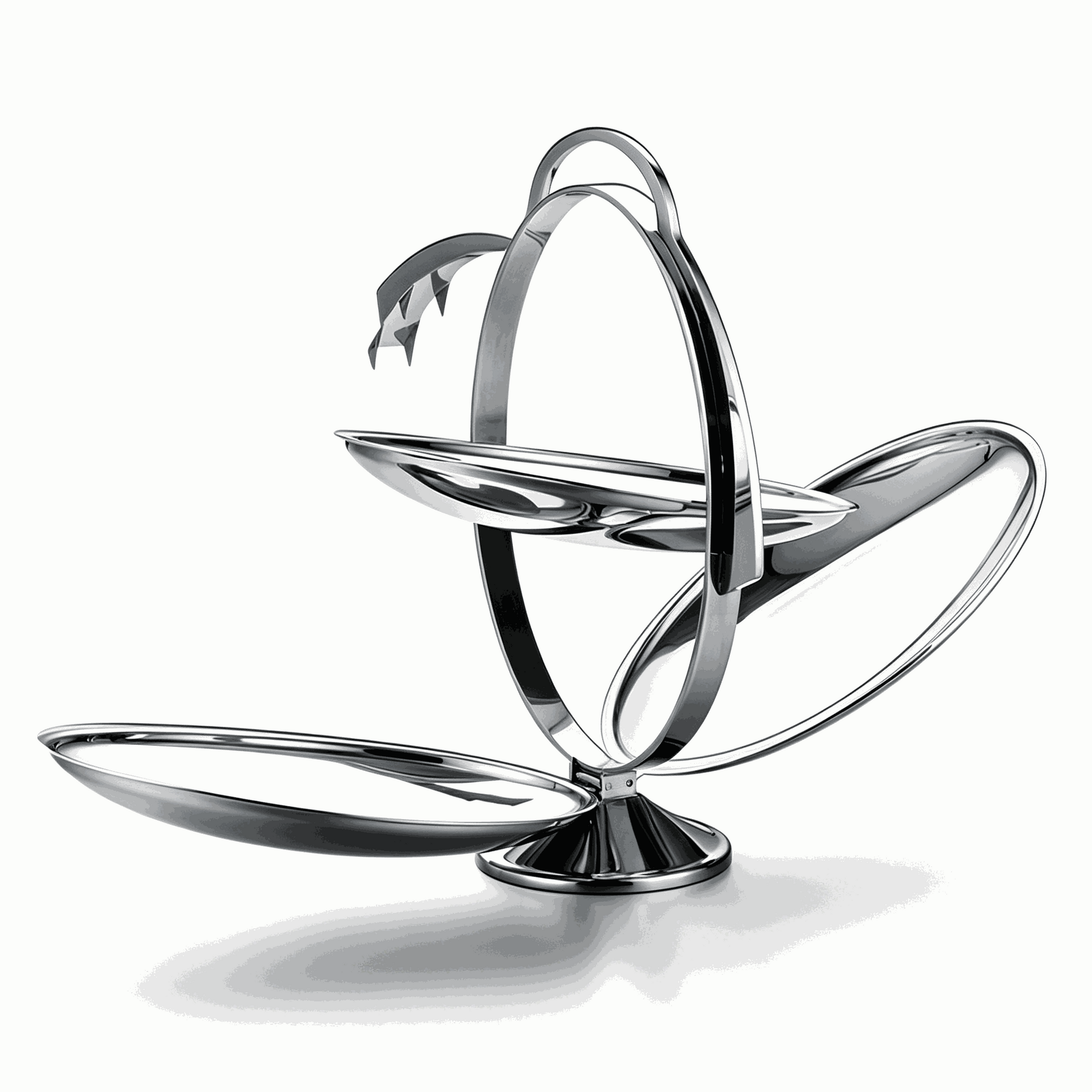 Foldable 3-tier stainless steel serving tray with mirror finish for fruits and snacks