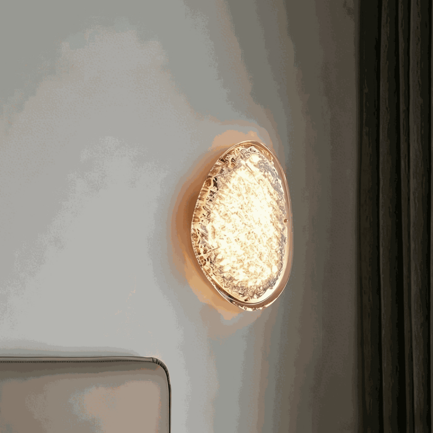 Italian luxury book form wall lamp with textured acrylic shade and LED light in modern interior