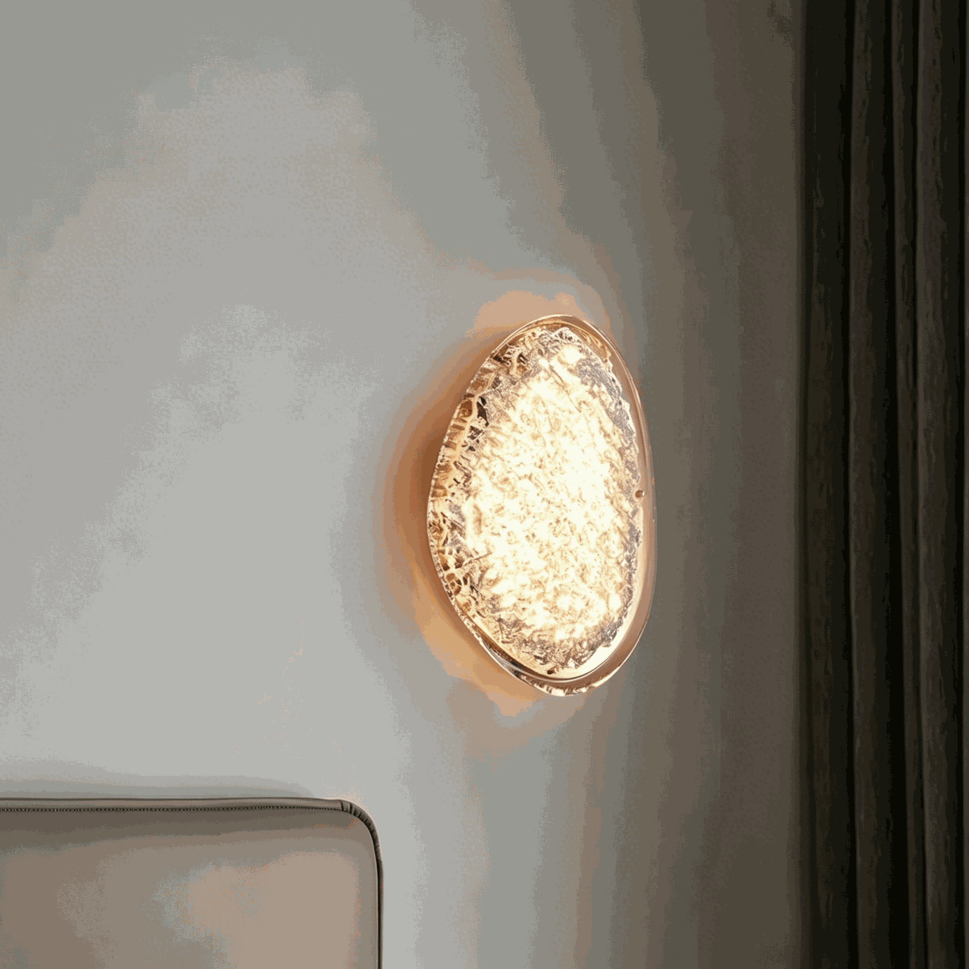 Italian luxury book form wall lamp with textured acrylic shade and LED light in modern interior