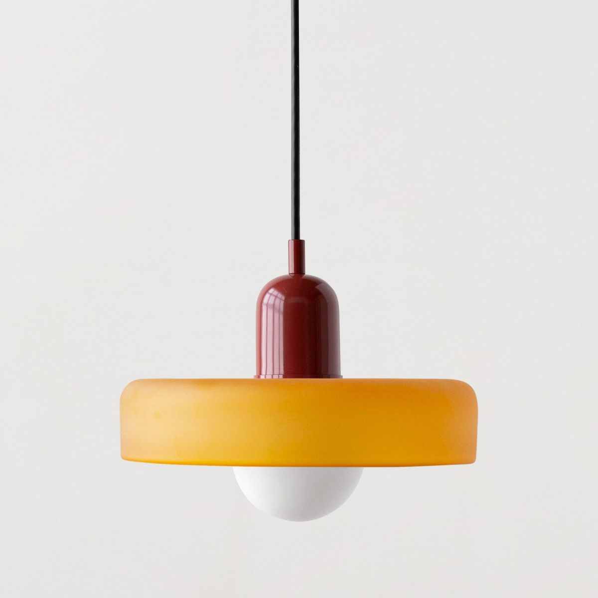 Modern glass pendant lighting with customizable hanging length and colorful shade options