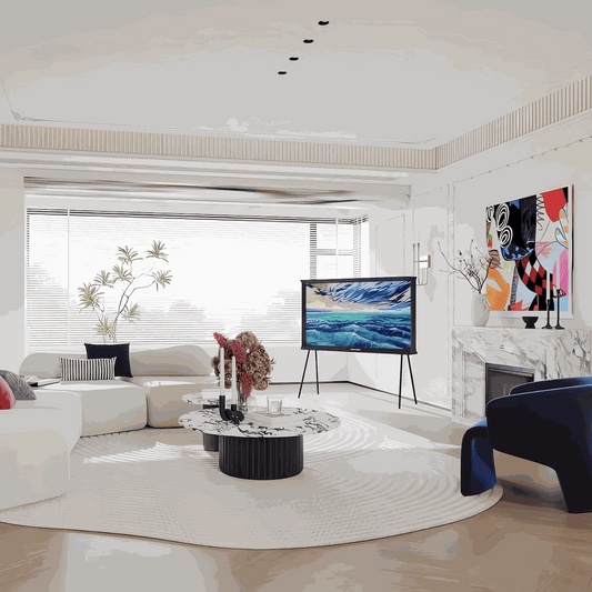 Marble coffee table with round marble-textured top and grooved cylindrical base, elegant Italian luxury style for living room