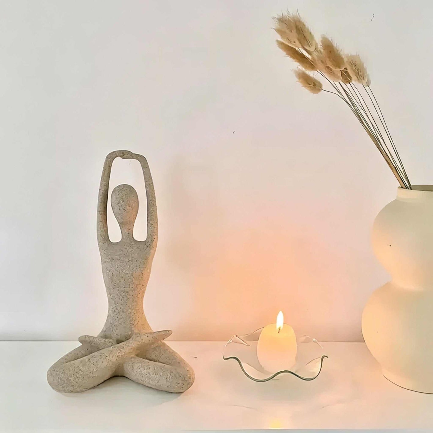 Minimalist abstract yoga figure desktop decor with Nordic design and artistic human silhouette