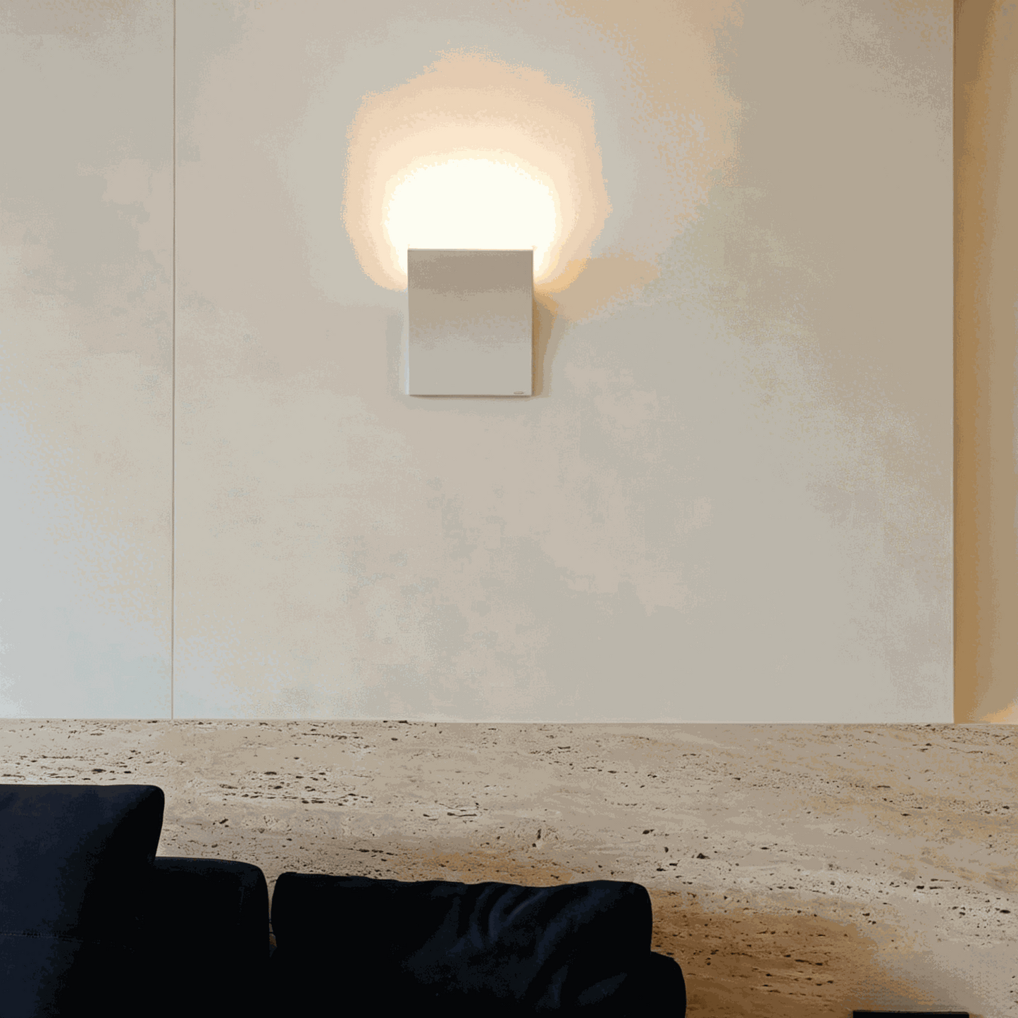 Minimalist book-shaped wall sconce with matte iron body and warm 3000K LED light for modern living room and hallway decor