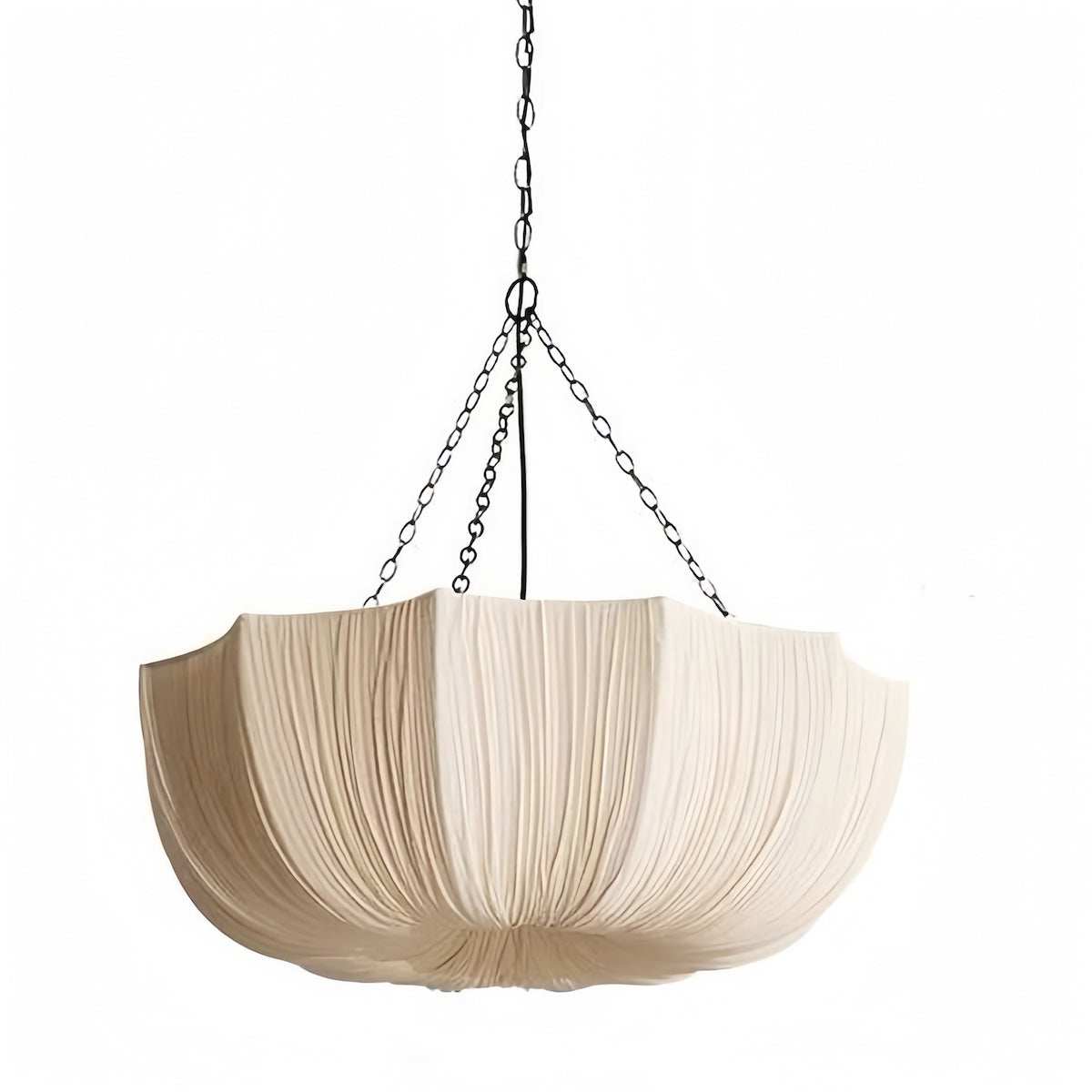 French vintage fabric pendant light with eco-friendly linen shade providing warm ambient lighting
