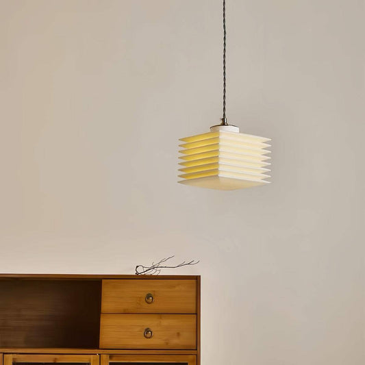 Vintage Wabi-Sabi hallway pendant light with minimalist Nordic design in warm white glow