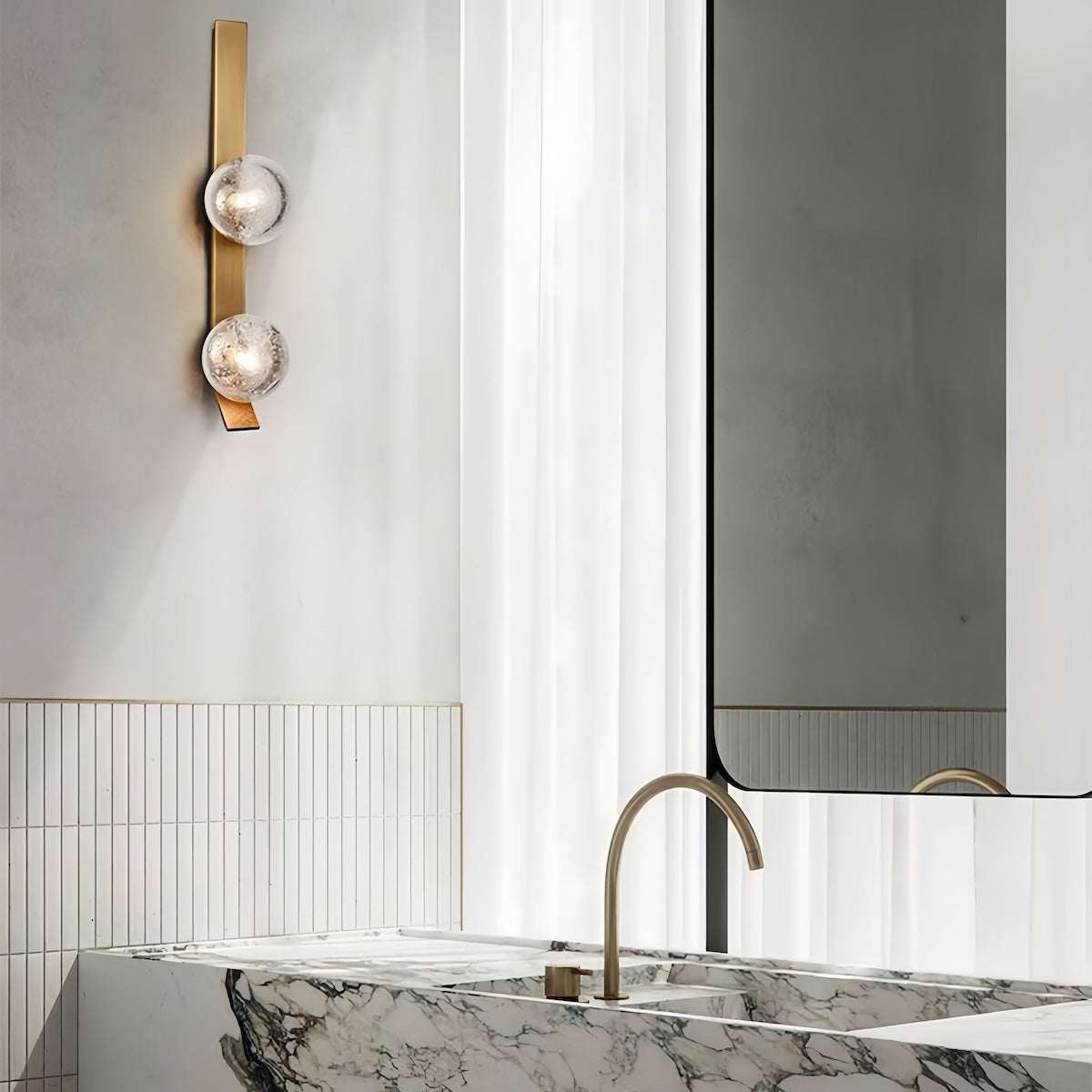 Luxury wall lamp with vintage bubble glass and warm LED lighting for living room and hallway