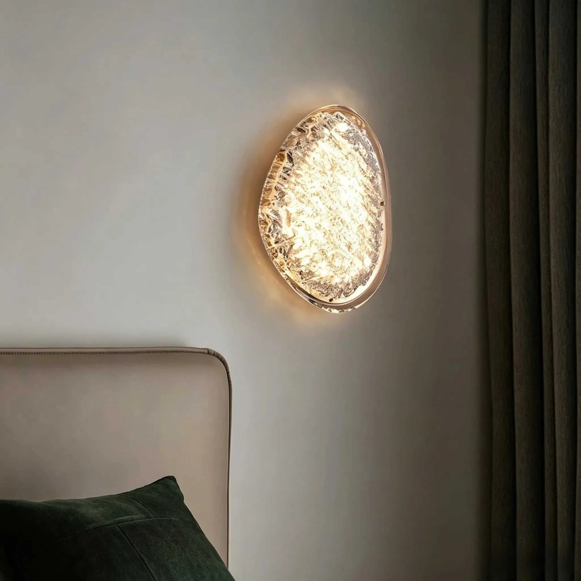 Italian Luxury Book Form Wall Lamp with pebble textured acrylic shade and warm LED light for bedside and hallway décor