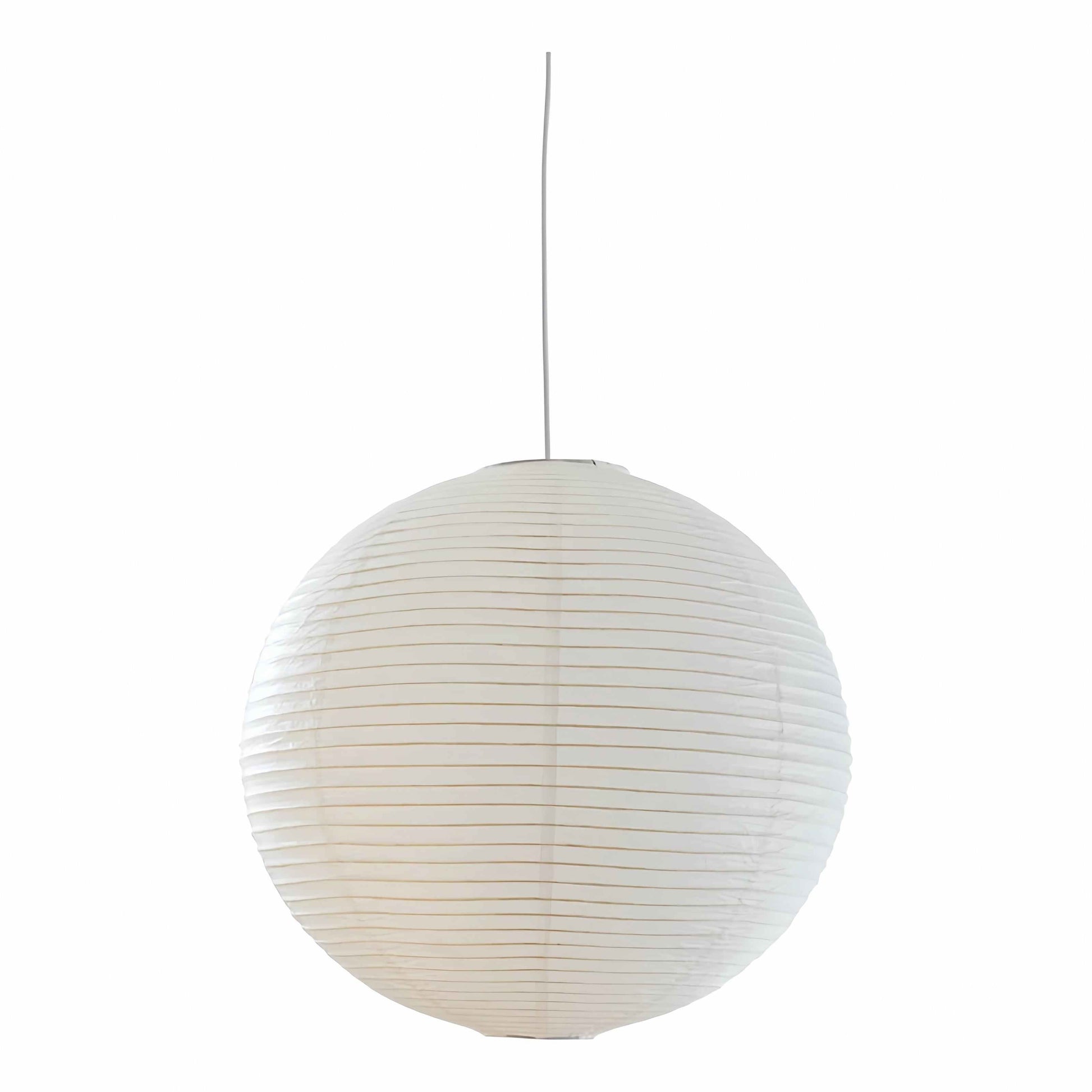 Noguchi Isamu rice paper pendant lighting fixture illuminated