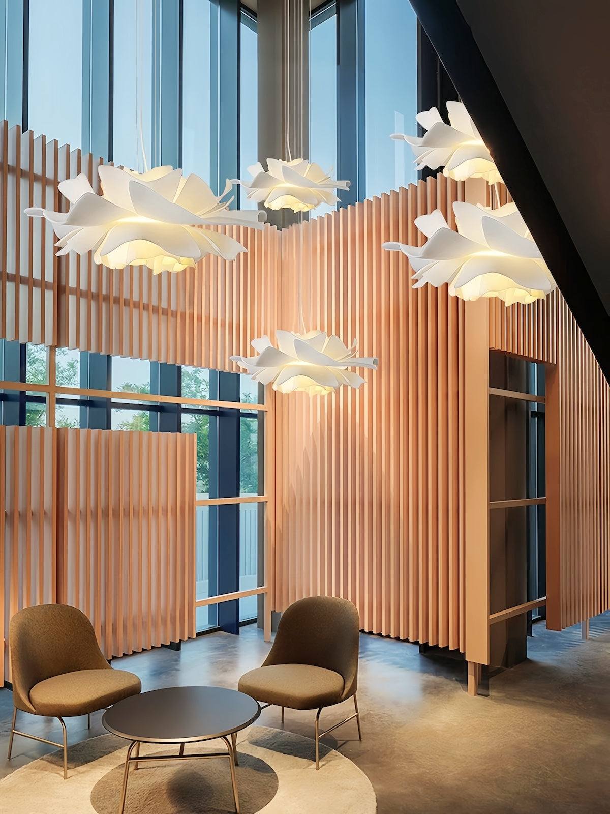 Creative pendant light with Nordic minimalist design in natural tones for commercial and home spaces
