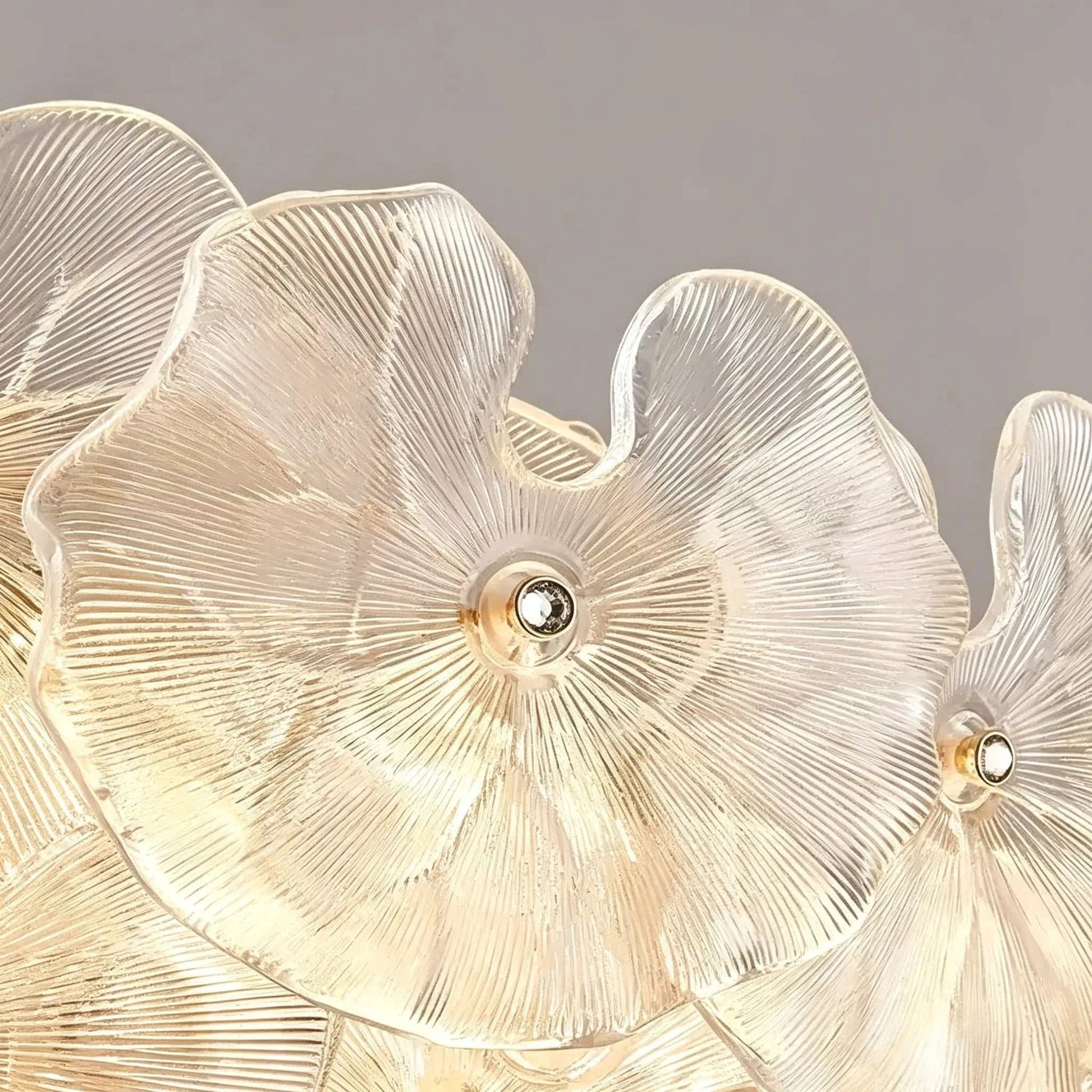 French luxury designer ceiling light with layered petal glass shades and adjustable LED lighting for living and dining rooms