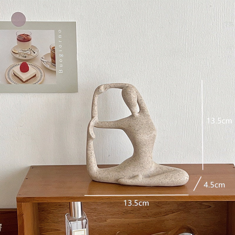 Abstract yoga figure desktop decor in minimalist Nordic style with artistic human silhouette ornament