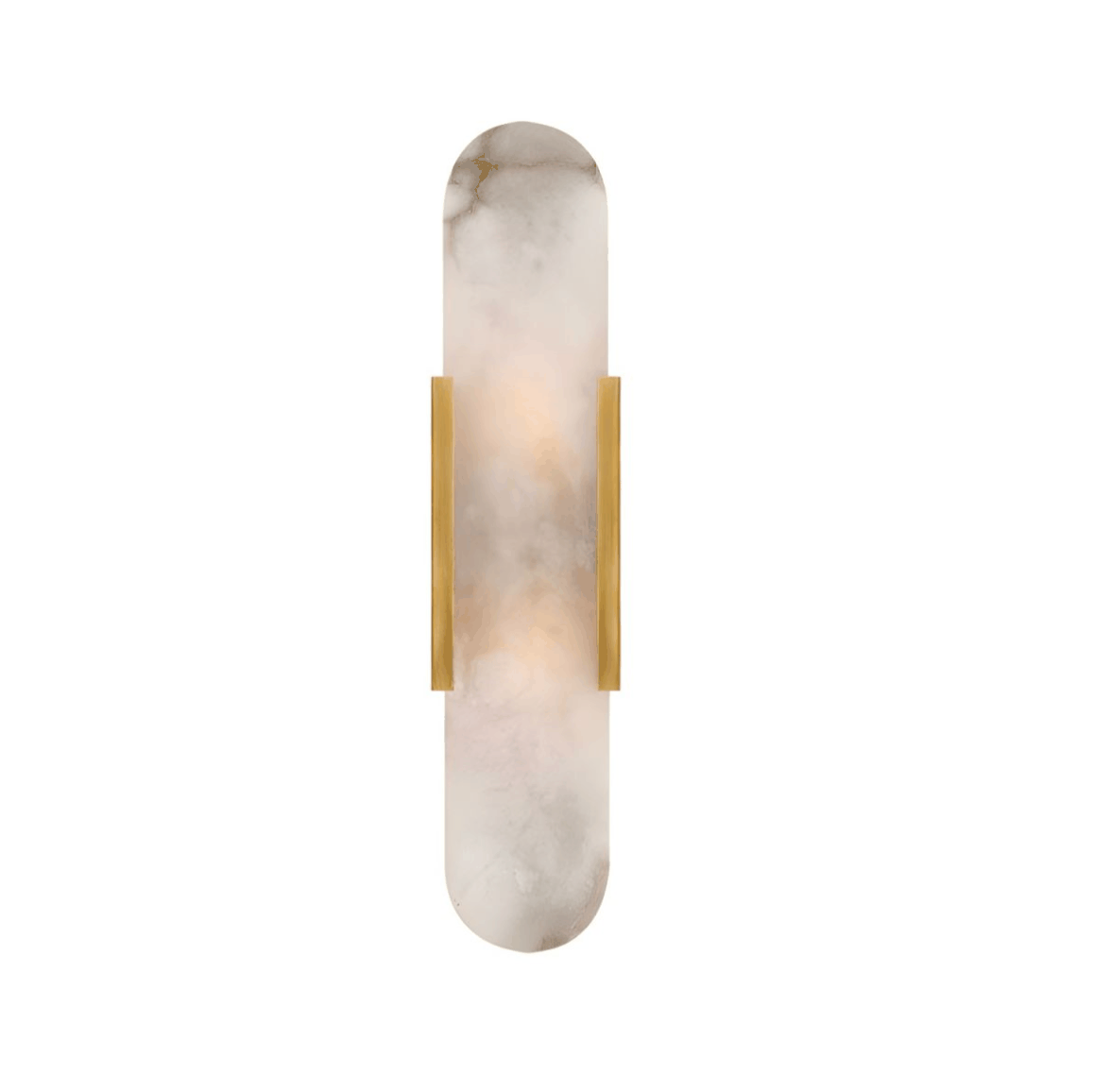 Modern marble wall light with gold accents and white marble shade, warm ambient indoor lighting.