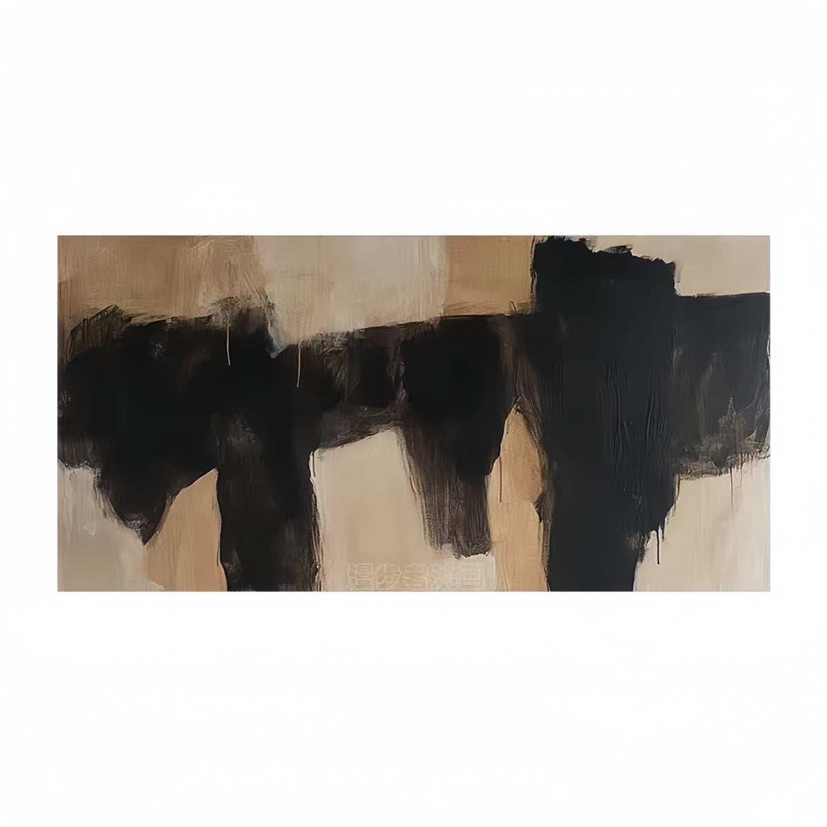 Minimalist wabi-sabi hand-painted oil painting on cotton-linen canvas with textured, calming abstract design