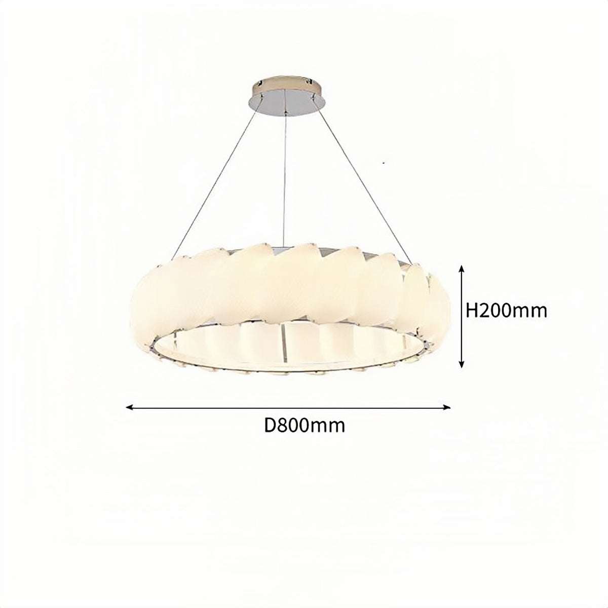 Modern Ring Pendant Light with 800mm diameter, 200mm height, LED tri-color dimming, Italian minimalist design, soft creamy glow chandelier for living room and dining areas