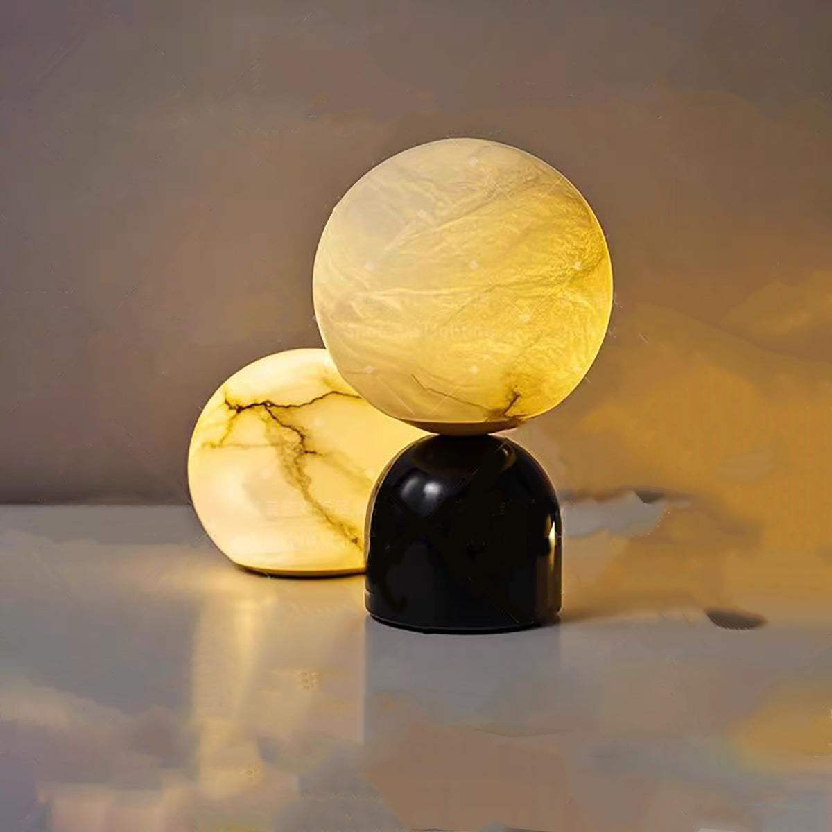 Elegant marble table lamp with Spanish cloud stone, modern design, ambient three-color G9 lighting, perfect for bedrooms and desks