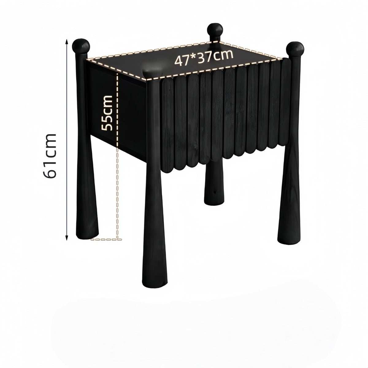 Vintage solid wood bedside table with French mid-century design and hidden drawer storage