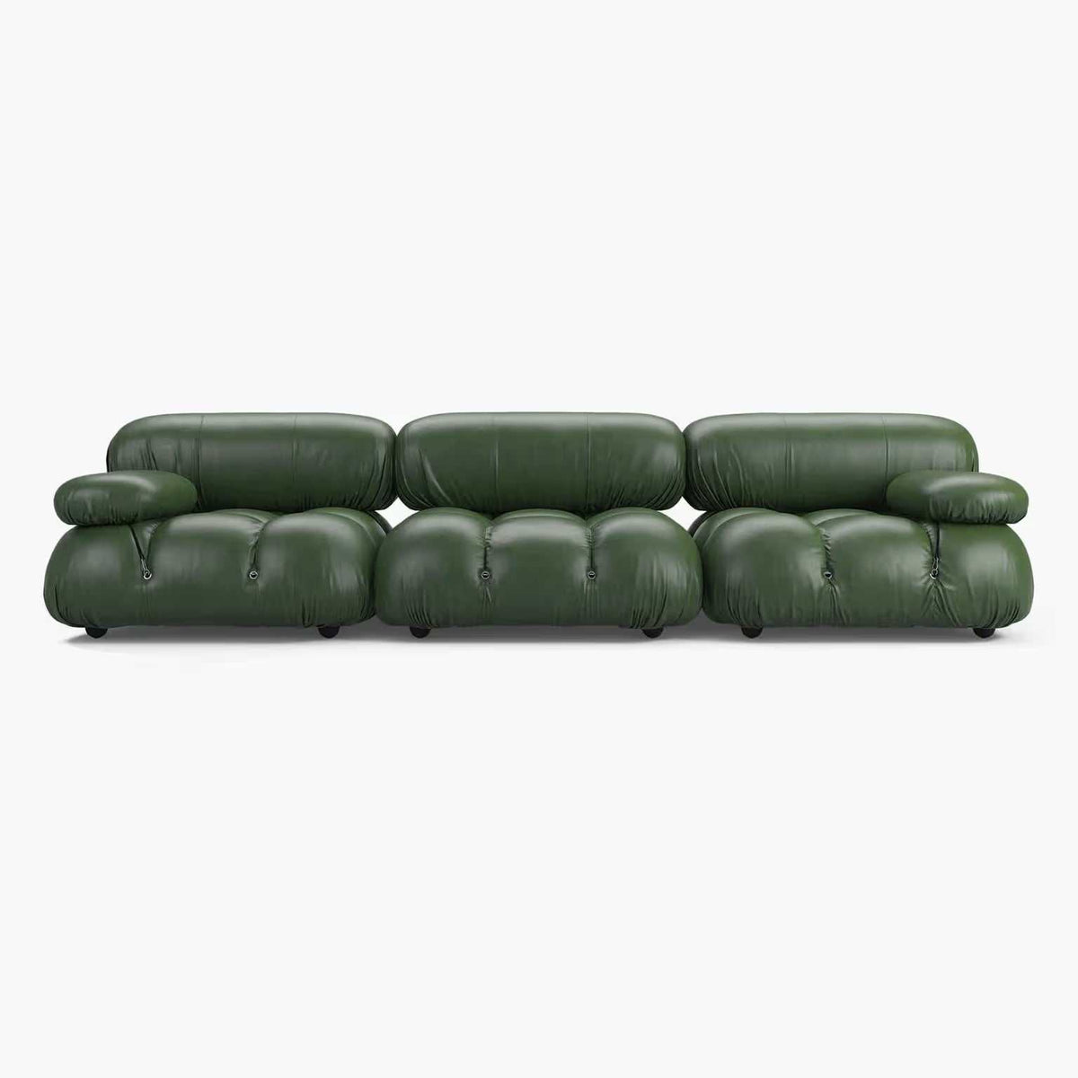 Camaleonda modular leather sofa in premium aniline leather with reconfigurable modern design and brass connectors