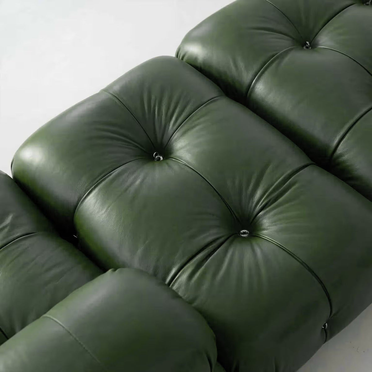 Camaleonda modular leather sofa in contemporary design with premium aniline leather and wooden feet