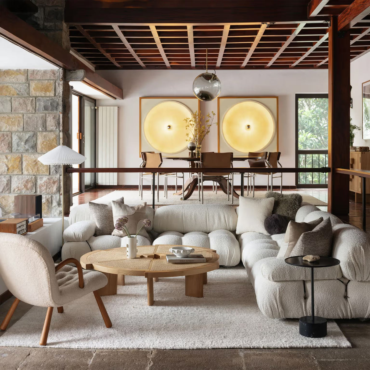 Camaleonda modular sofa in luxurious premium chenille fabric with brass and steel connectors, modular design, and wood feet