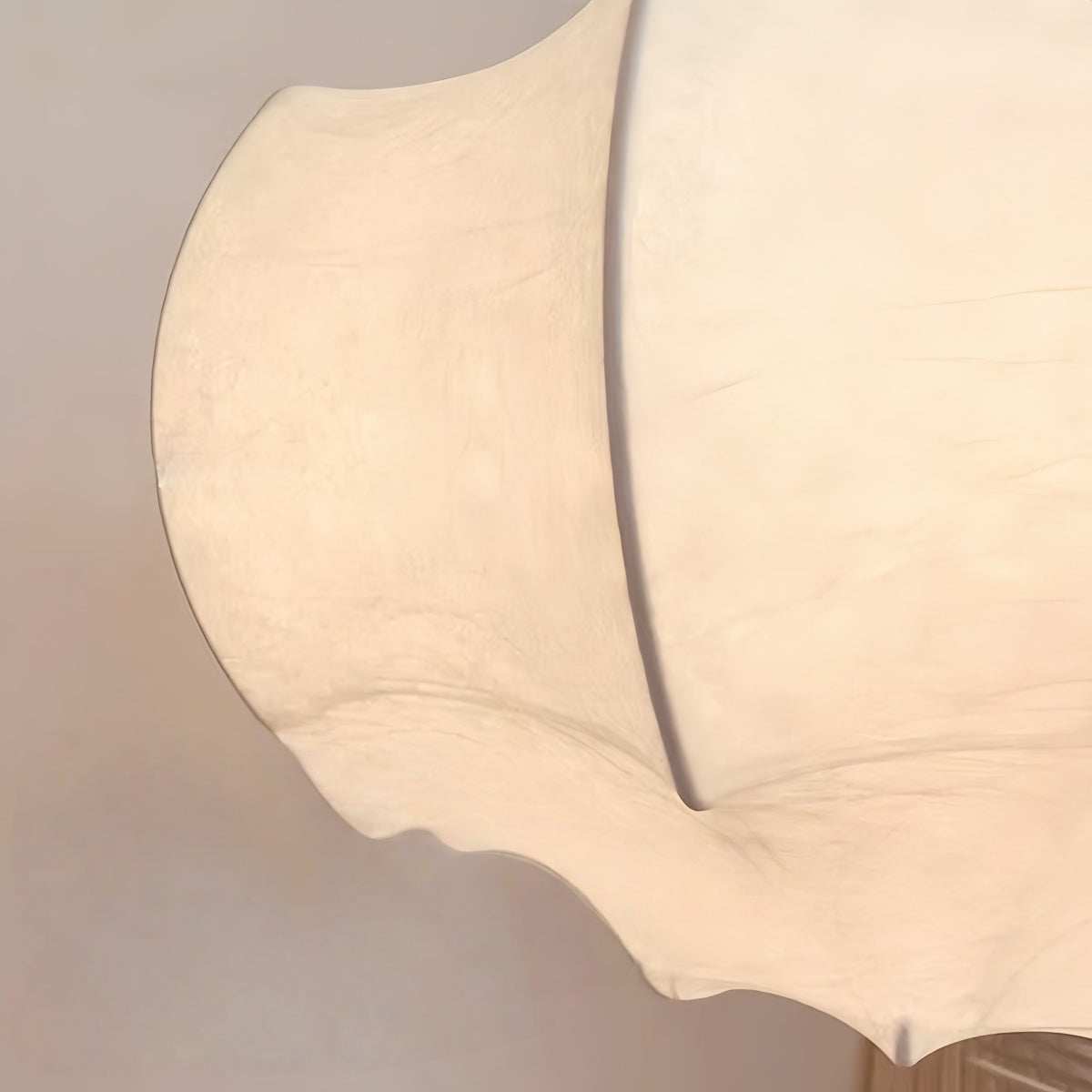 Bedroom silk pendant light with vintage French Wabi-Sabi style and soft diffused silk shade