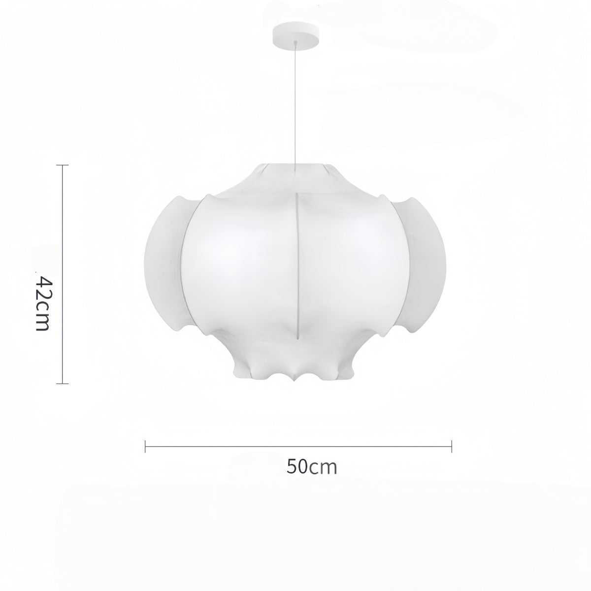 Bedroom silk pendant light with vintage Wabi-Sabi design and soft diffused glow