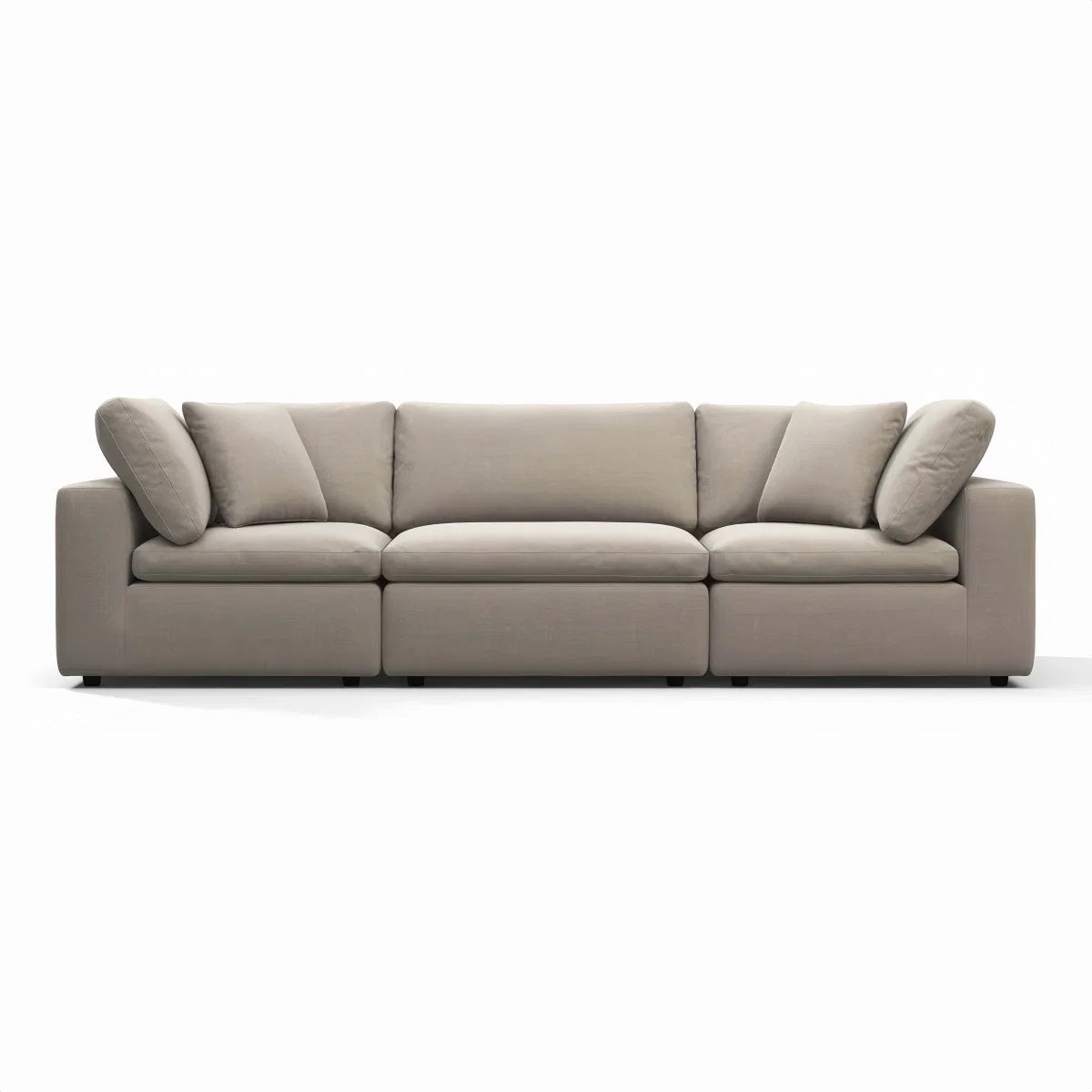 Oulton Sofa with overstuffed feather cushions and stain-resistant linen upholstery