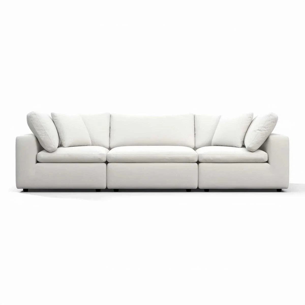 Oulton Sofa with overstuffed cushions and stain-resistant linen upholstery