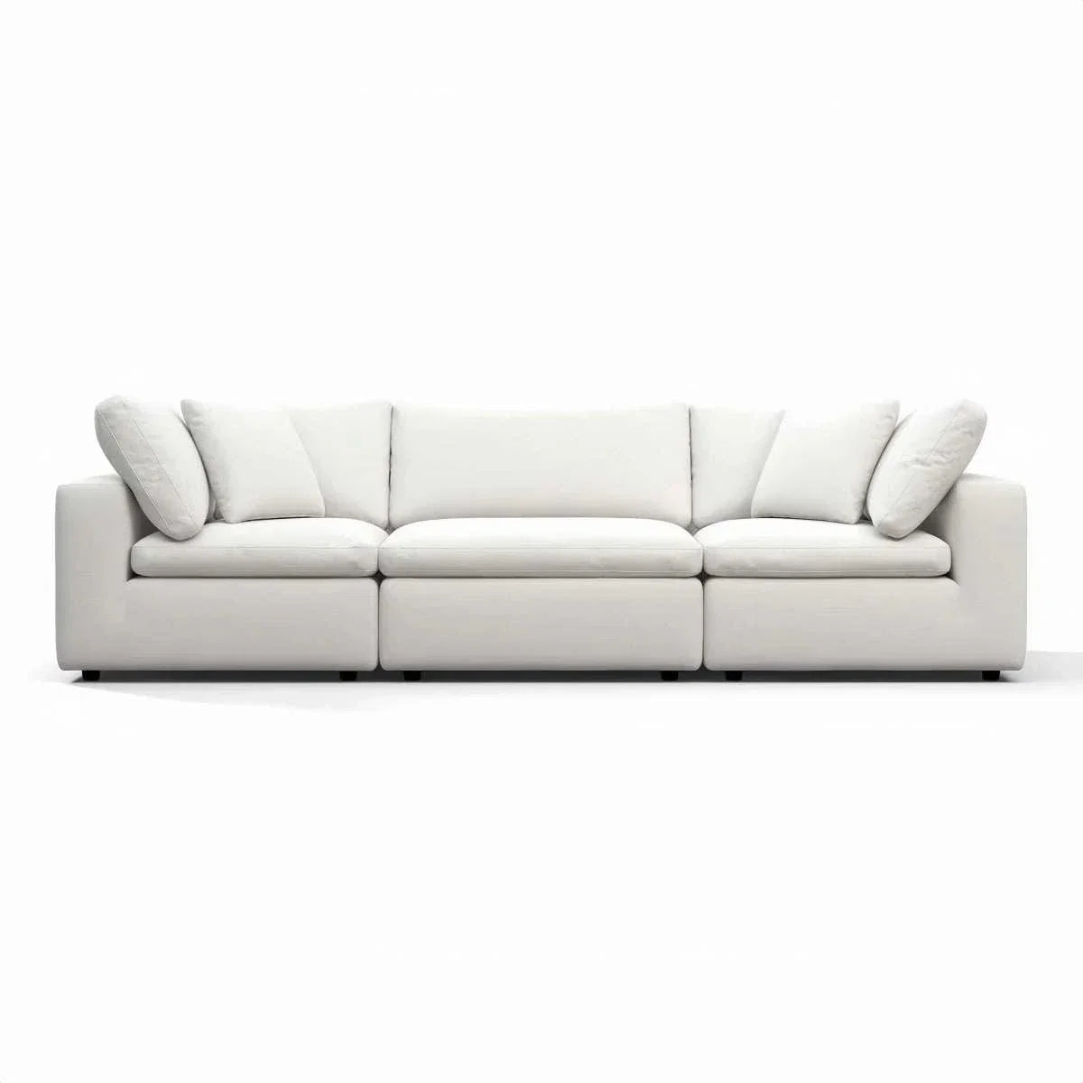 Oulton Sofa with overstuffed cushions and stain-resistant linen upholstery