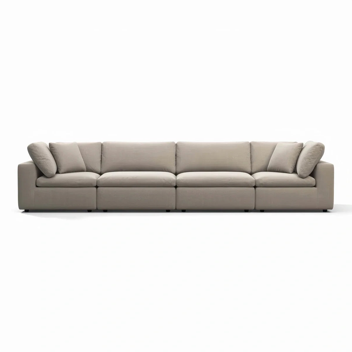 Oulton Sofa with plush feather-down cushions and stain-resistant linen upholstery in contemporary design