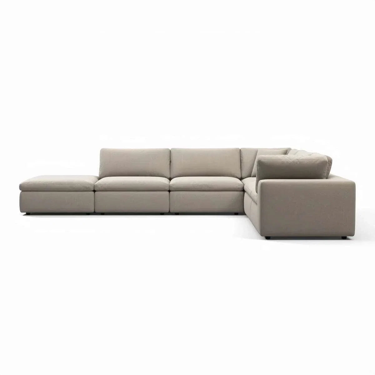 Oulton Sofa with overstuffed feather cushions and stain-resistant linen upholstery in contemporary design