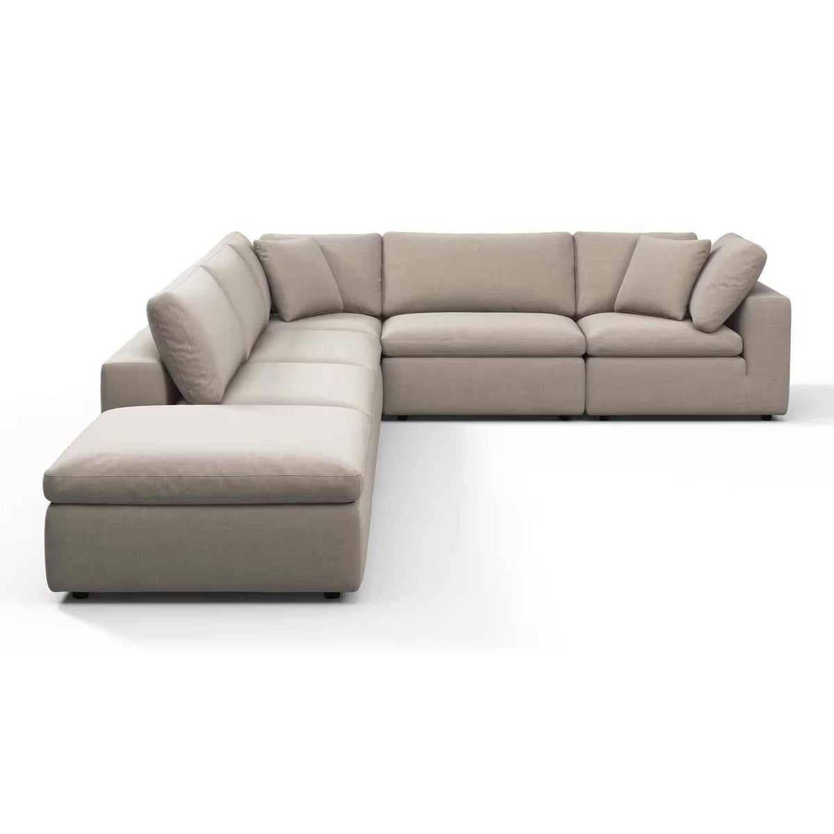Oulton Sofa with modular design, stain-resistant linen, and feather-down cushions in contemporary lounge setting