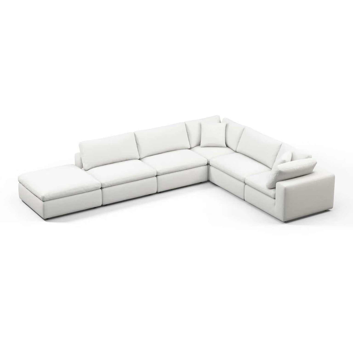 Oulton Sofa modular contemporary lounge furniture with stain-resistant linen cushions and Merbau wood frame