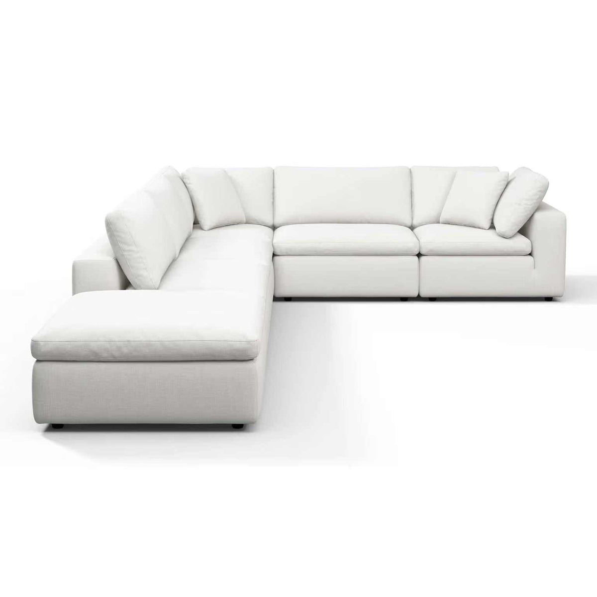 Modern Oulton Sofa with stain-resistant linen and modular design in a cozy living room setting