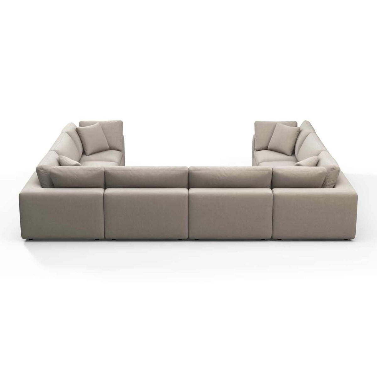 Oulton Sofa modular modern linen sectional with feather-down cushions and Merbau wood frame