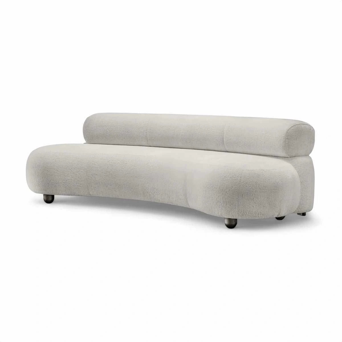 Eclipse sofa with curved silhouette and textured boucle upholstery in a modern living room