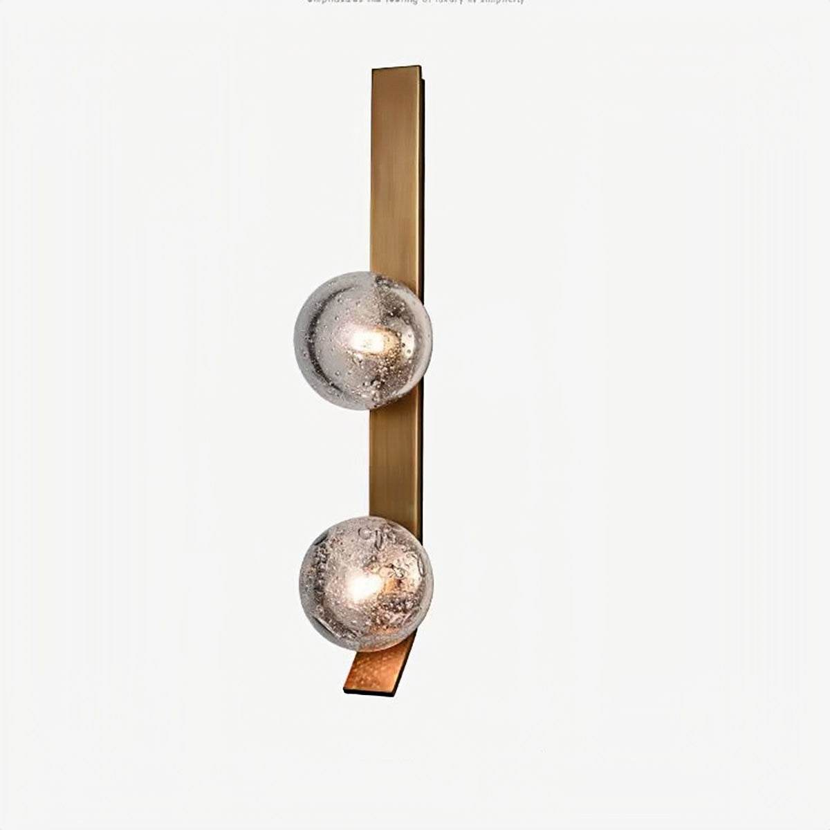 Luxury wall lamp with vintage bubble glass and iron frame, double head design with warm LED light